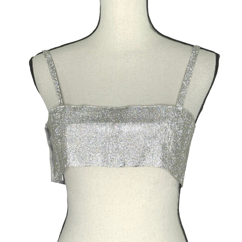 Silver Sparkle Cropped Tank Top